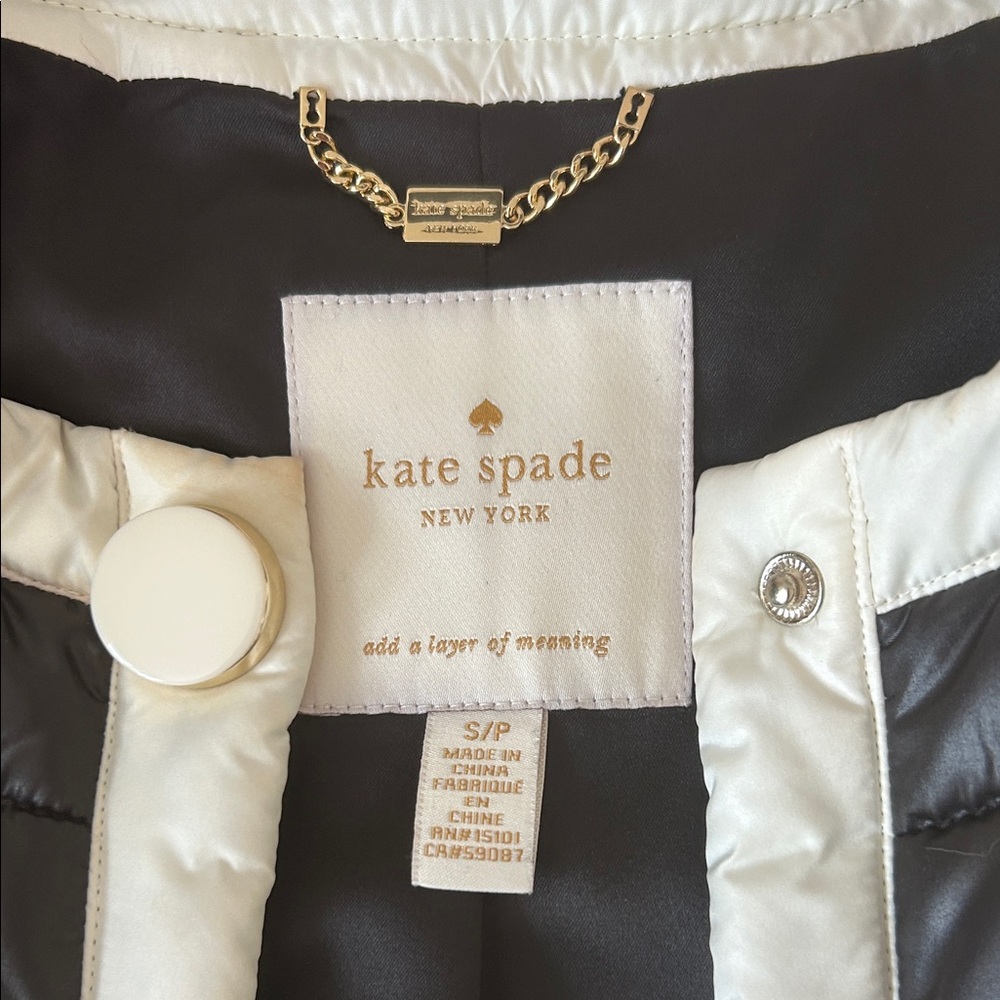 Kate Spade Black and Cream Puffer Jacket S - Picture 2 of 14